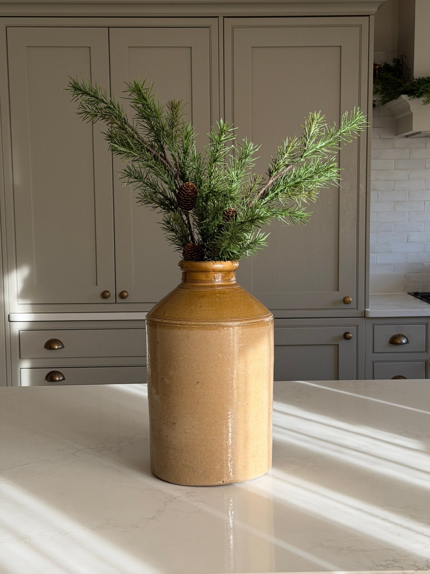 XL Brown Victorian Salt-Glazed Stoneware Pot