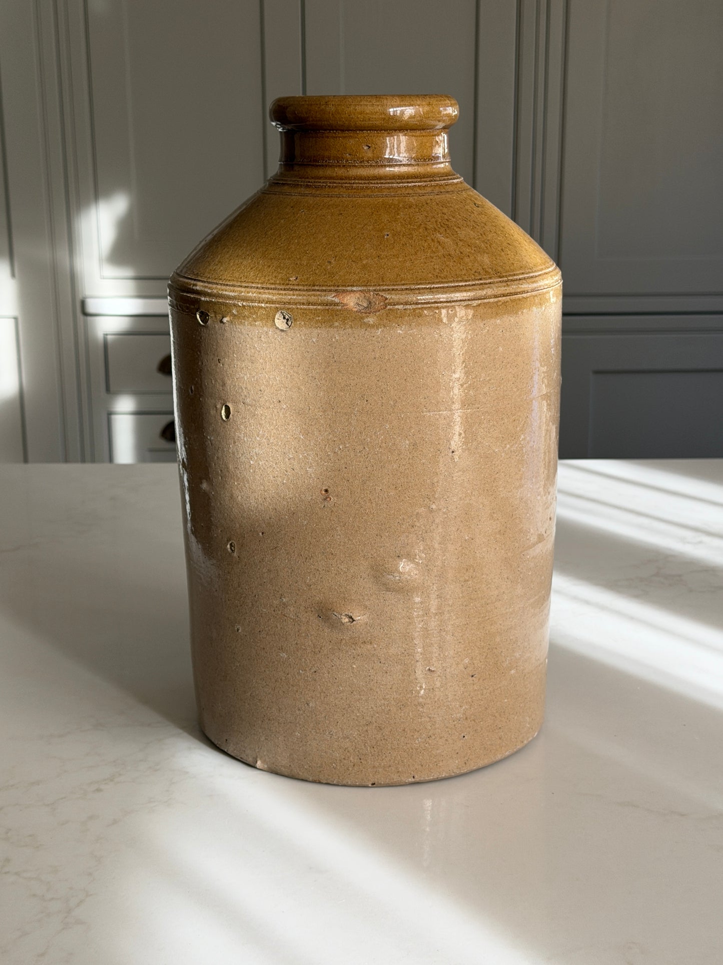 XL Brown Victorian Salt-Glazed Stoneware Pot