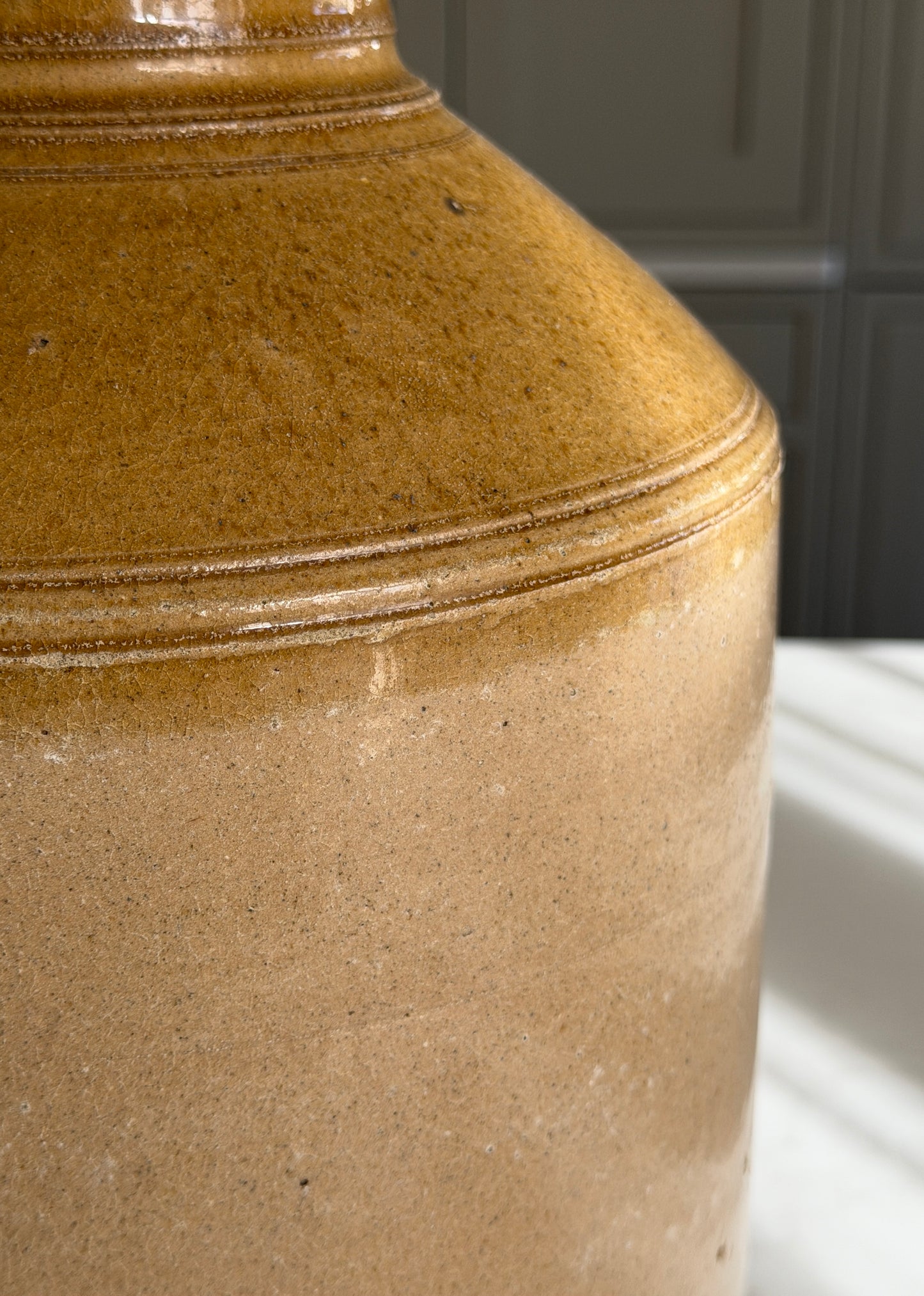 XL Brown Victorian Salt-Glazed Stoneware Pot