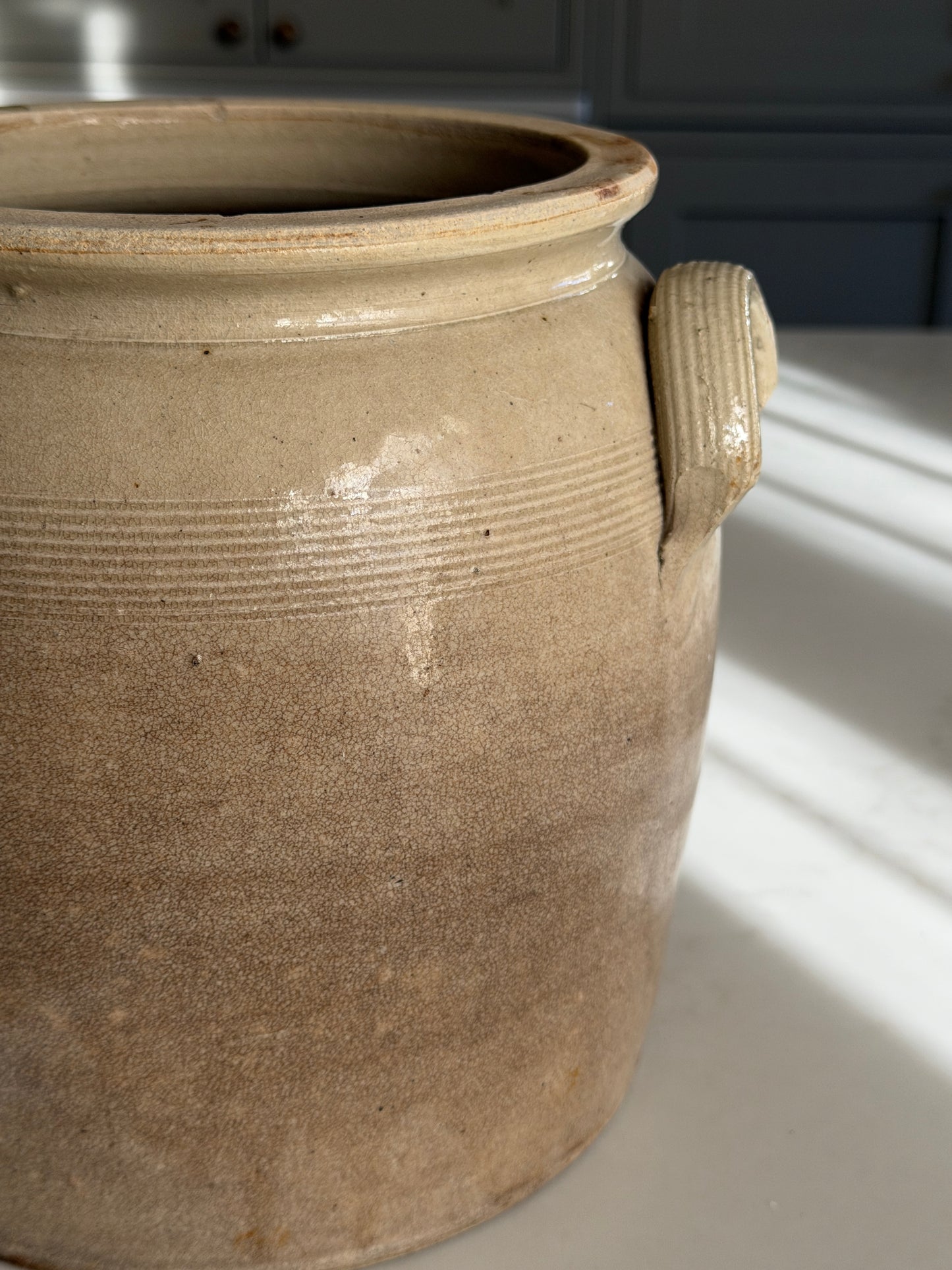 Large Brown Mottled French Confit Pot