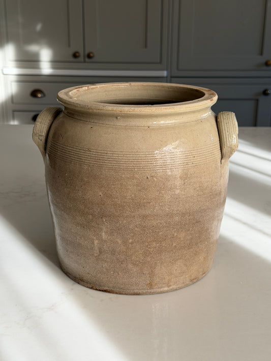 Large Brown Mottled French Confit Pot