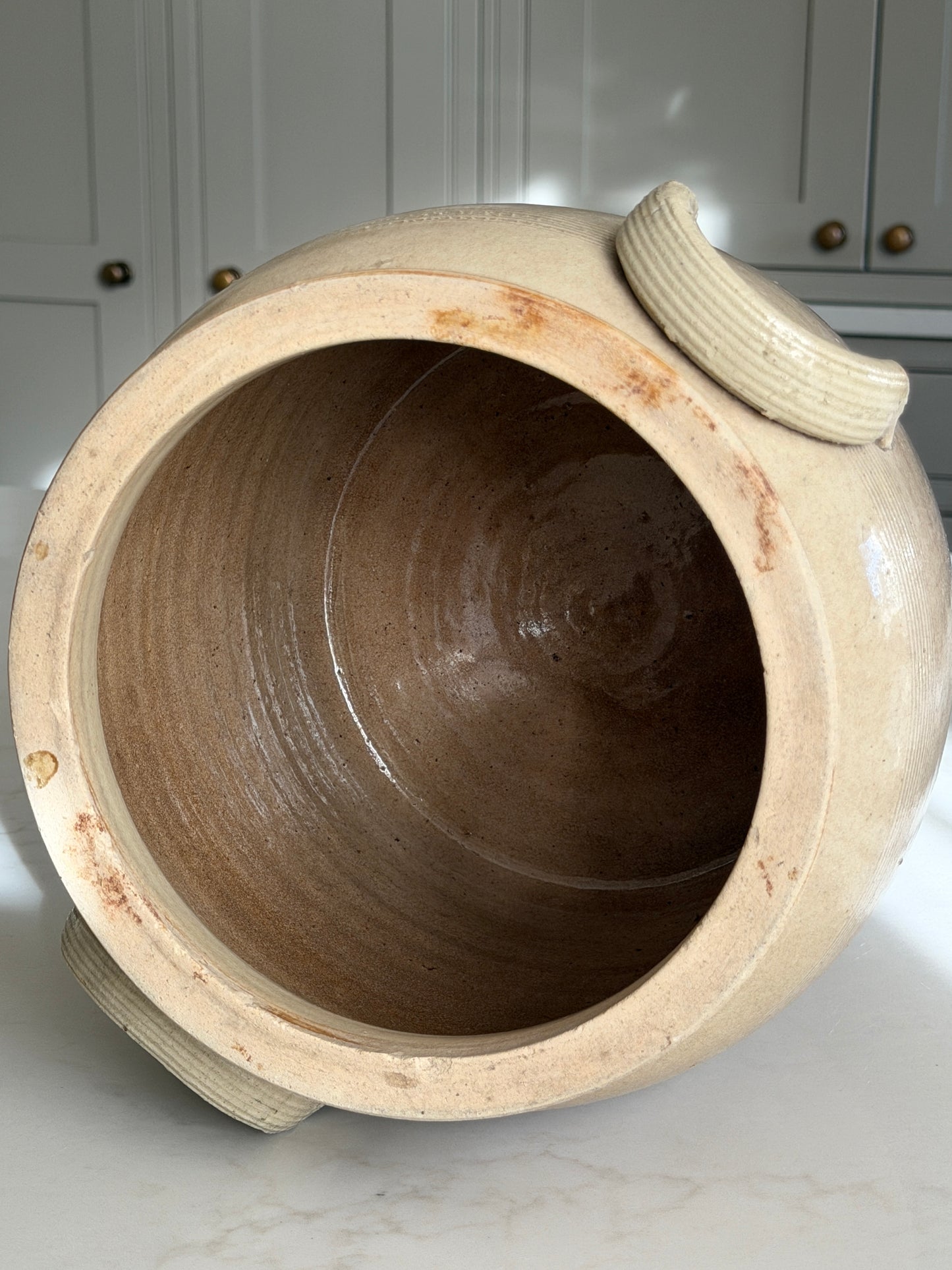 Large Brown Mottled French Confit Pot