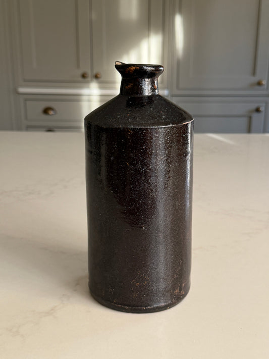 Large Black Stoneware Ink Bottle