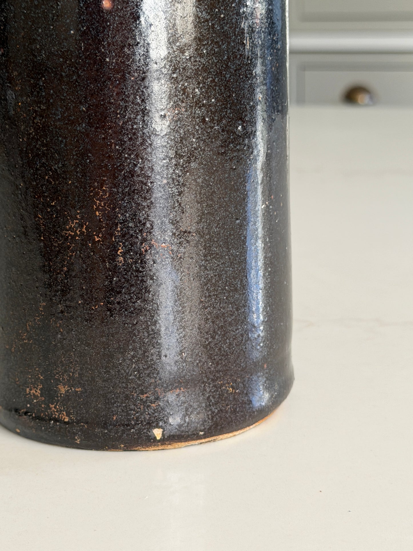 Large Black Stoneware Ink Bottle