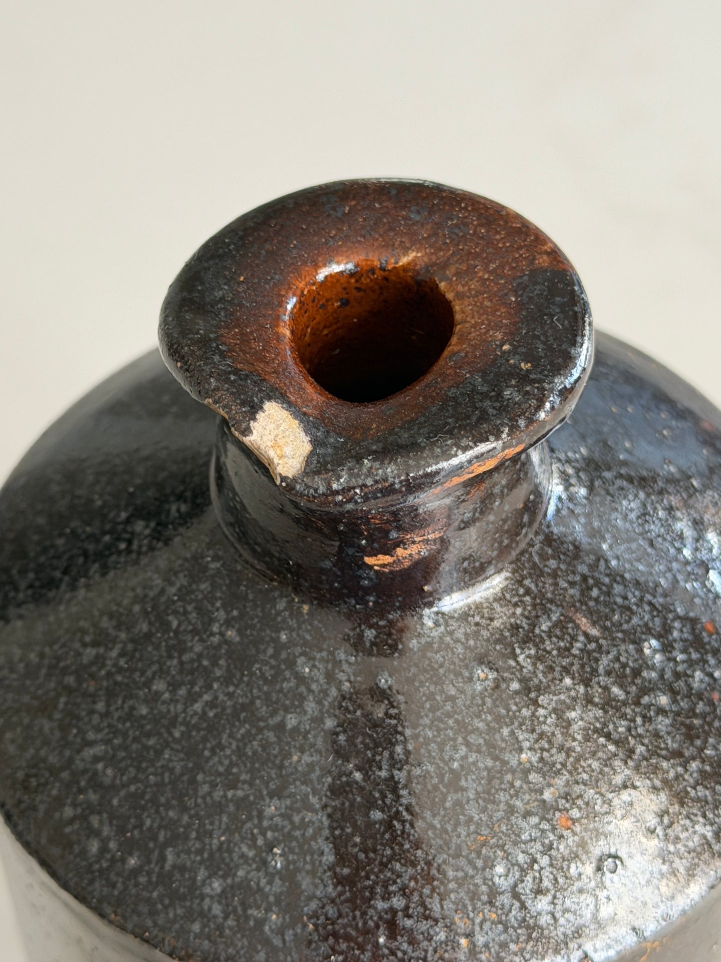 Large Black Stoneware Ink Bottle