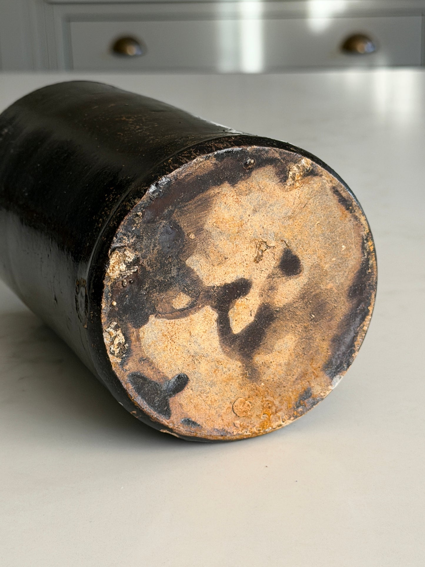 Large Black Stoneware Ink Bottle