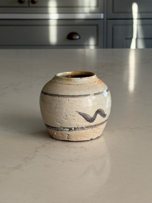 Small Navy-Slate Painted Ginger Jar