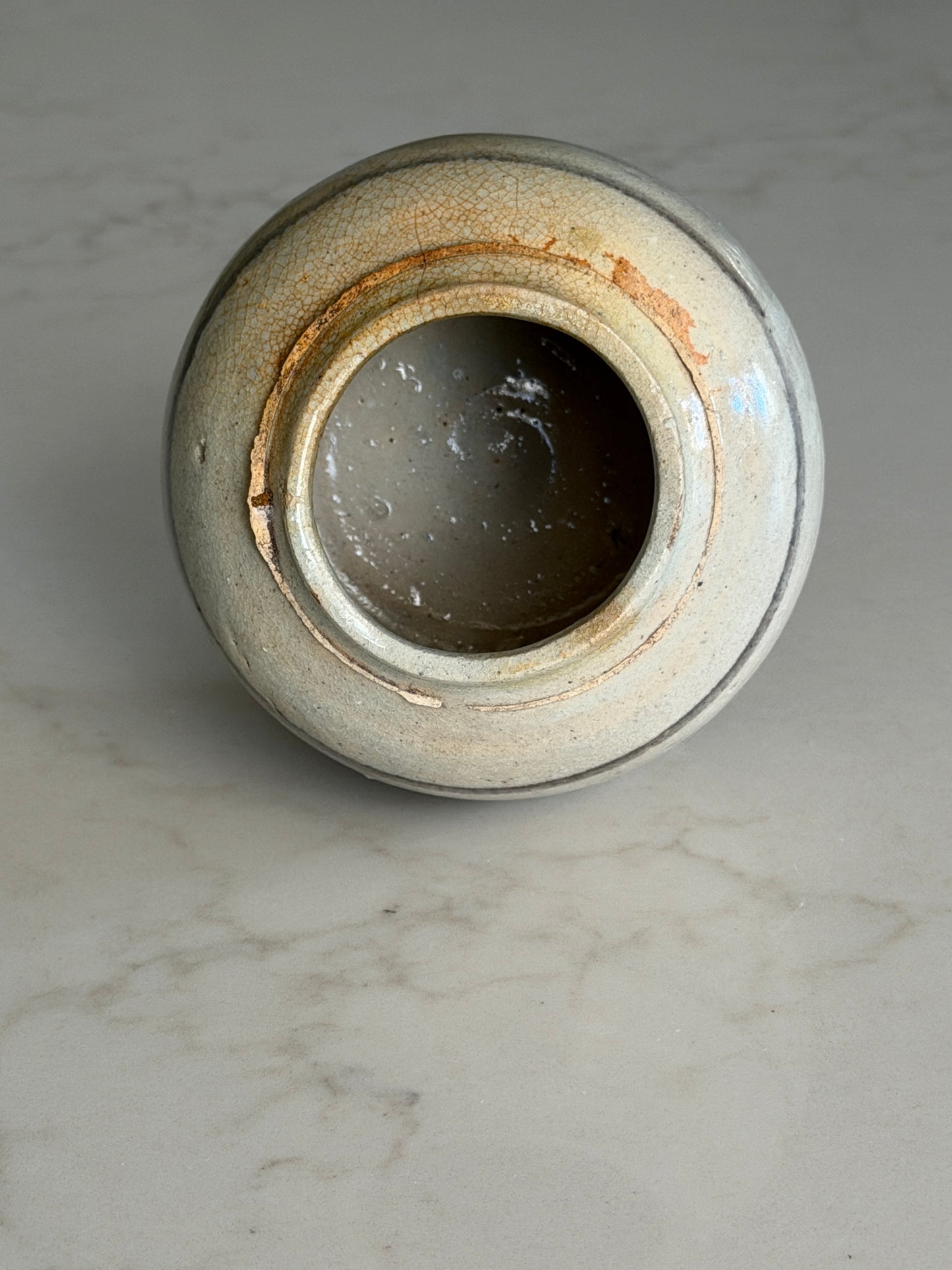 Small Navy-Slate Painted Ginger Jar