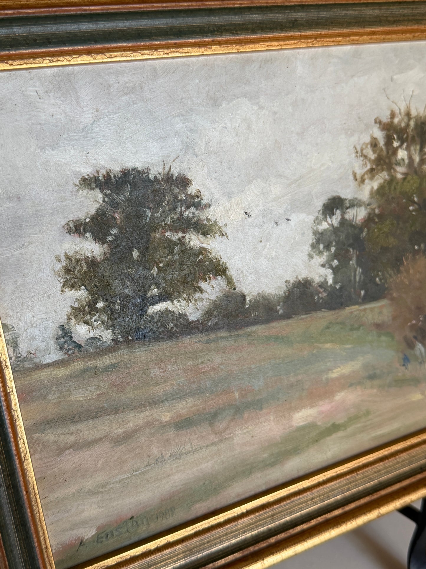 Framed & Signed Rural Landscape Oil Painting on Board