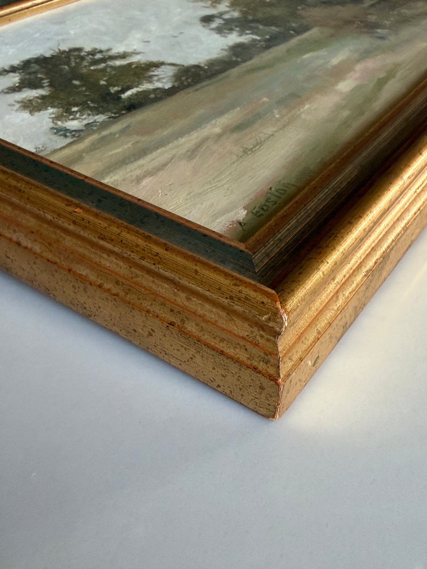 Framed & Signed Rural Landscape Oil Painting on Board