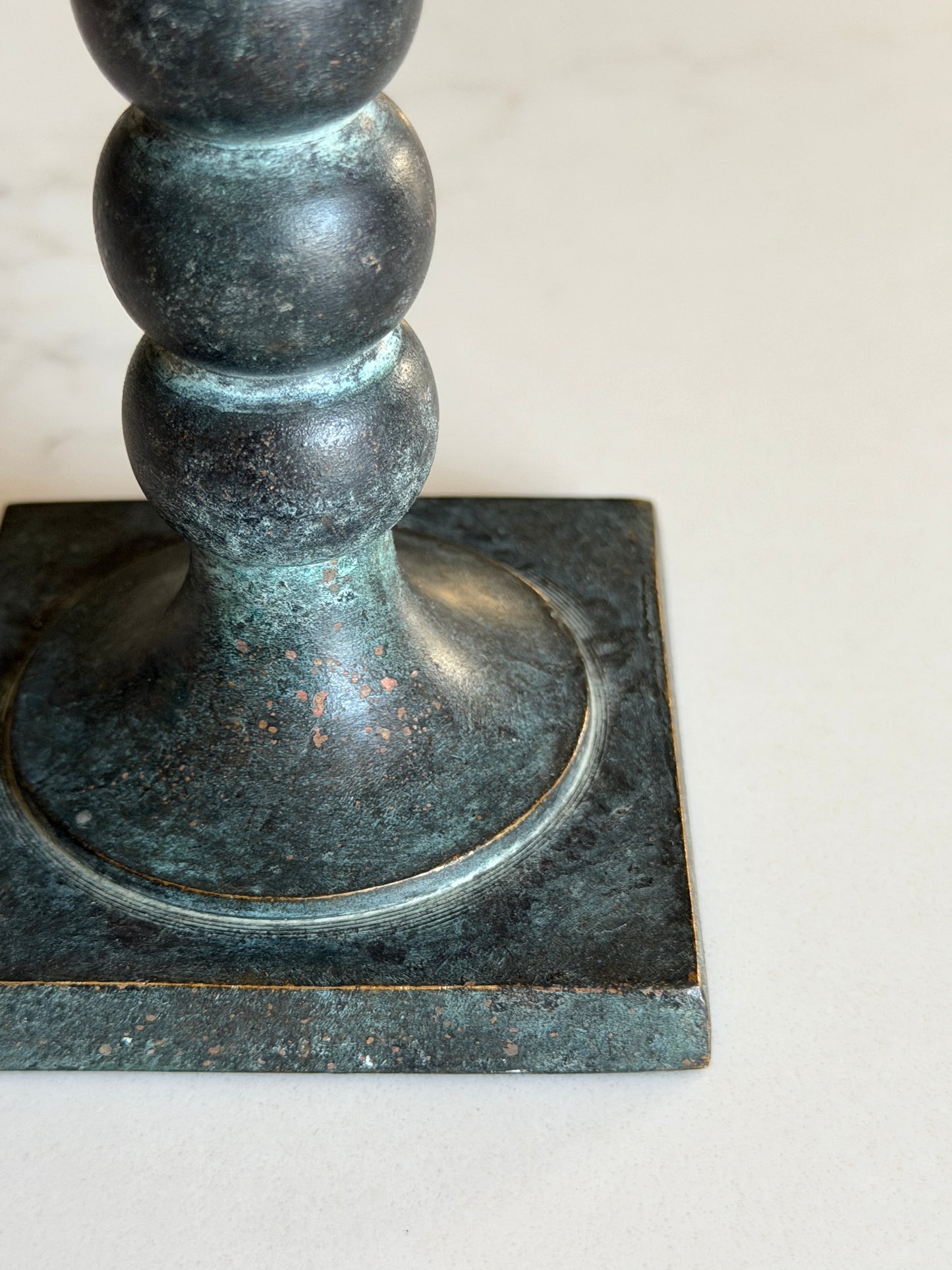 Bronze Bobbin Candlestick Holder