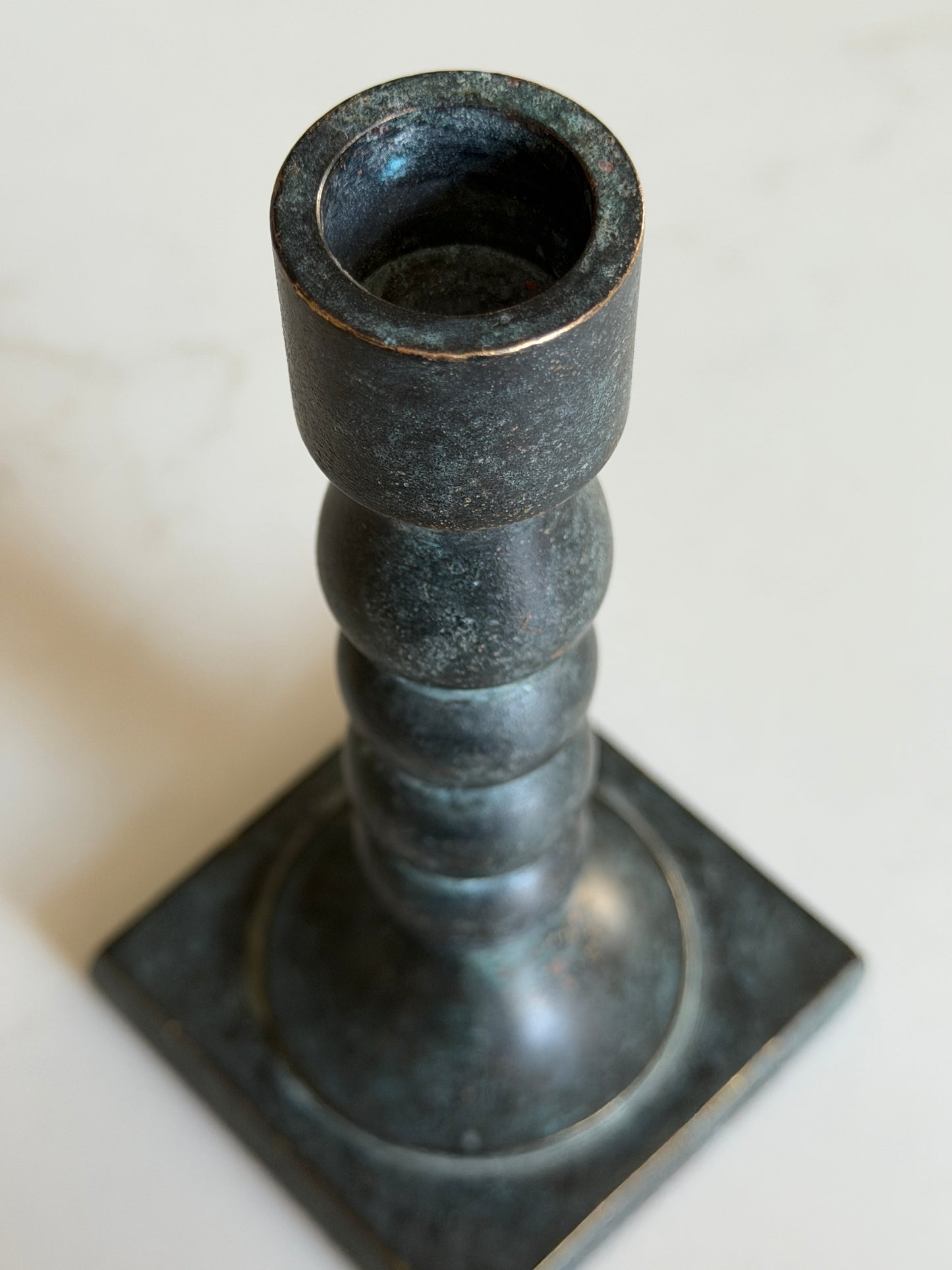 Bronze Bobbin Candlestick Holder