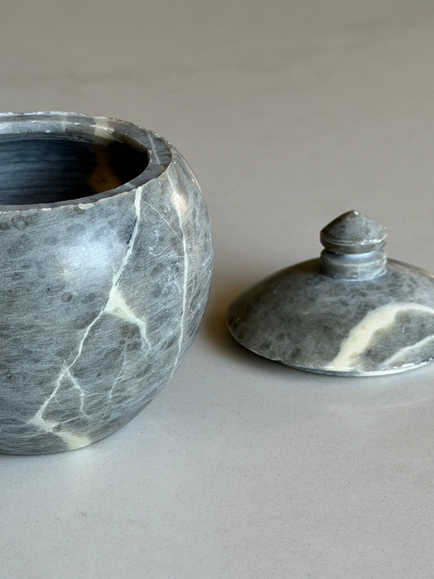Small Soapstone Lidded Pot