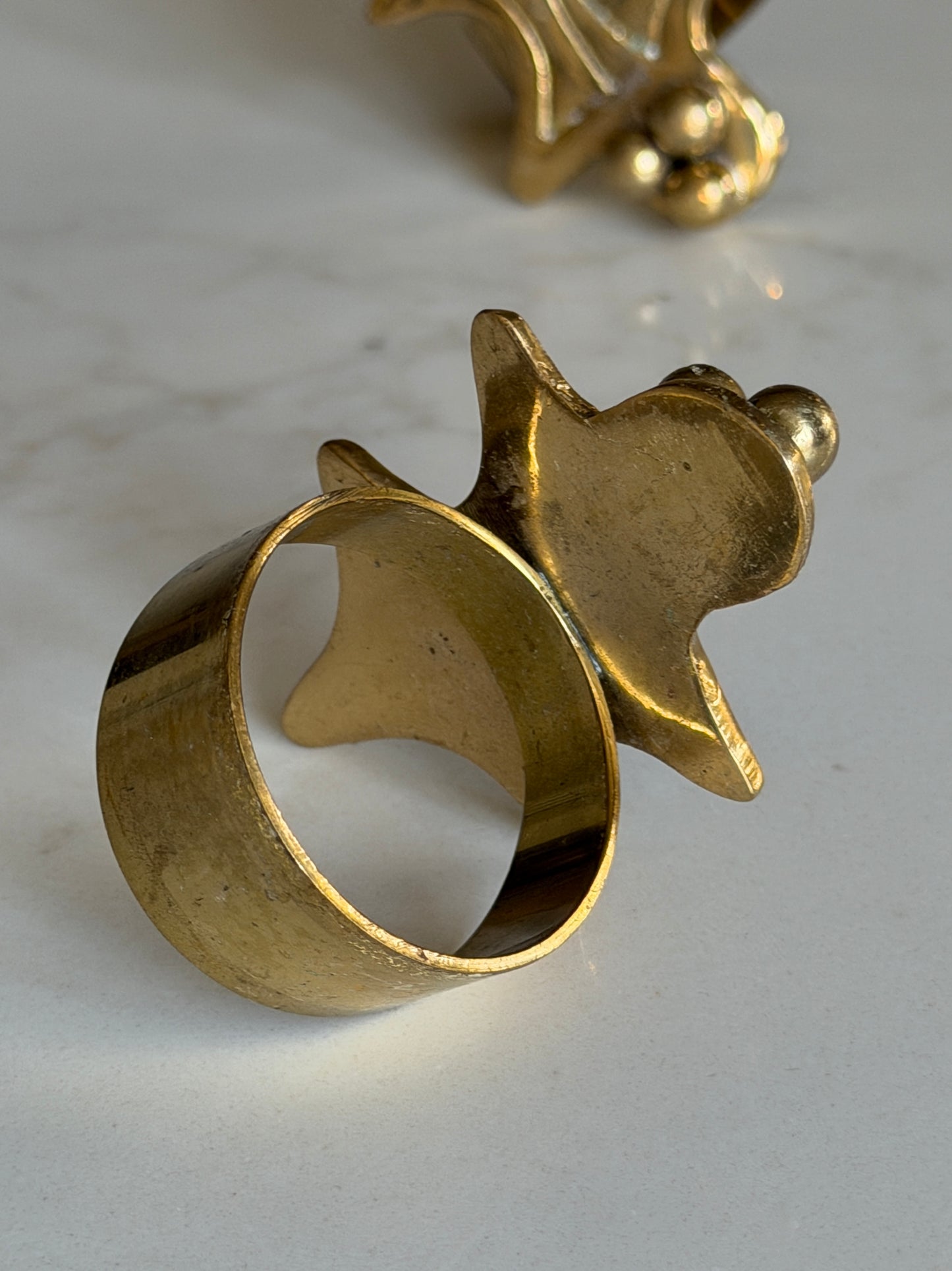 Pair of Brass Holly Napkin Holders