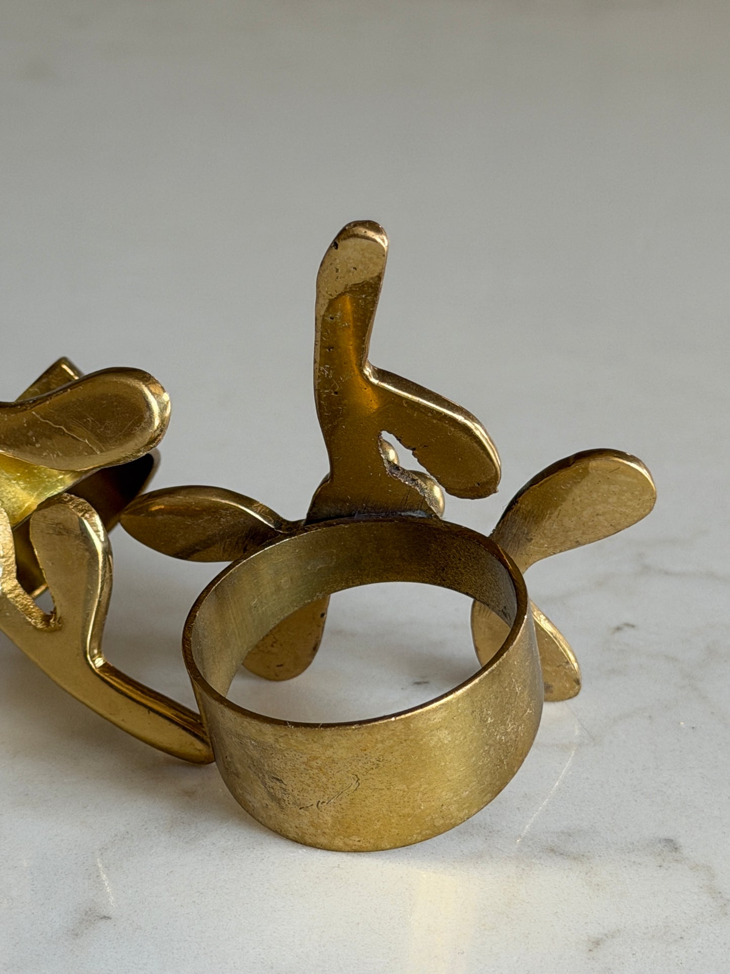 Pair of Brass Mistletoe Napkin Holders