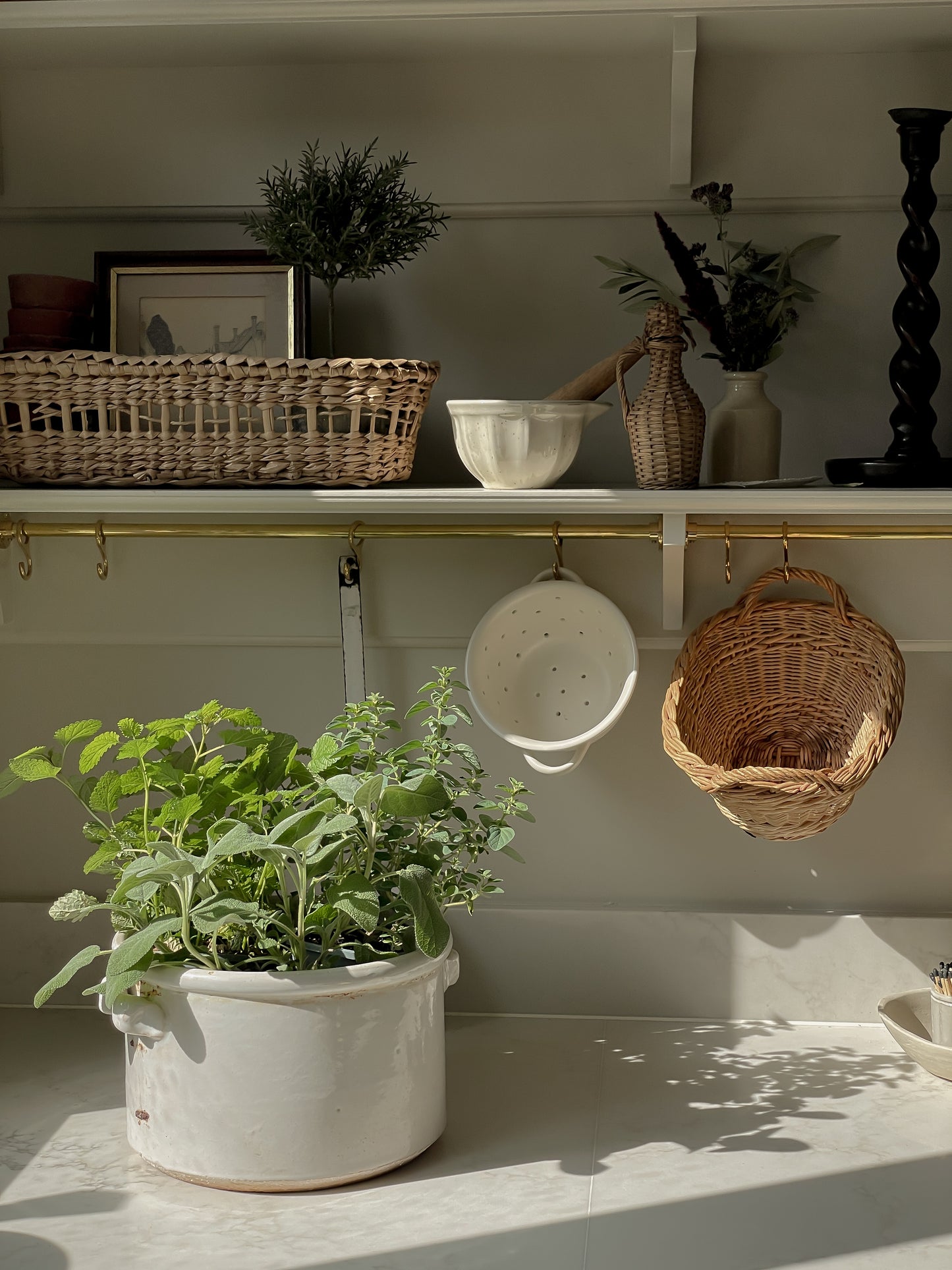 Vintage French White Ceramic Handled Planter