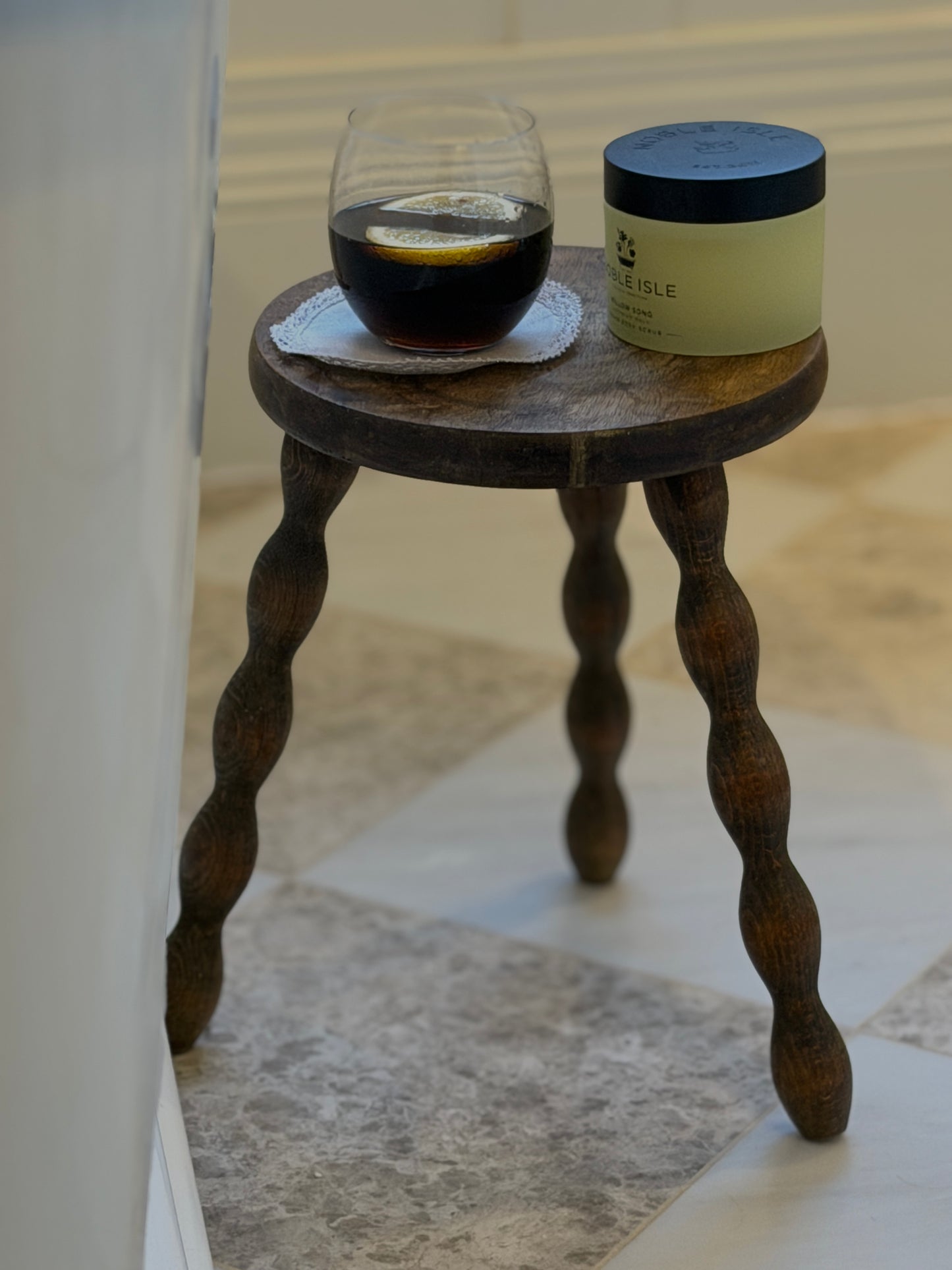 Small Round French Bobbin Milking Stool