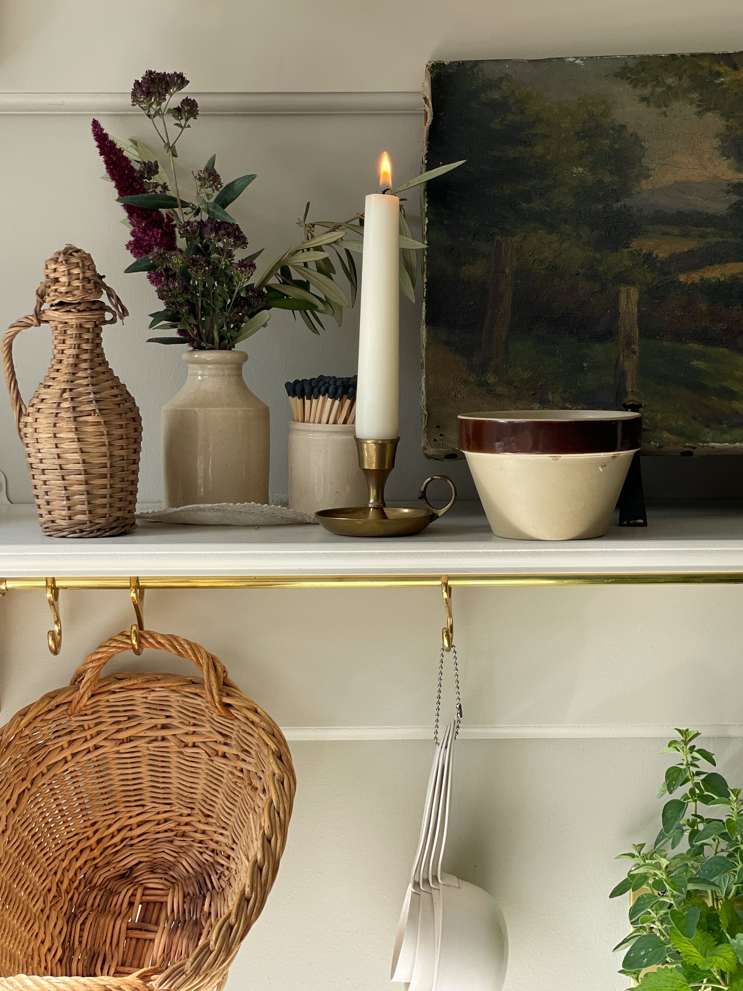 Vintage Brass Candlestick Holder with Handle