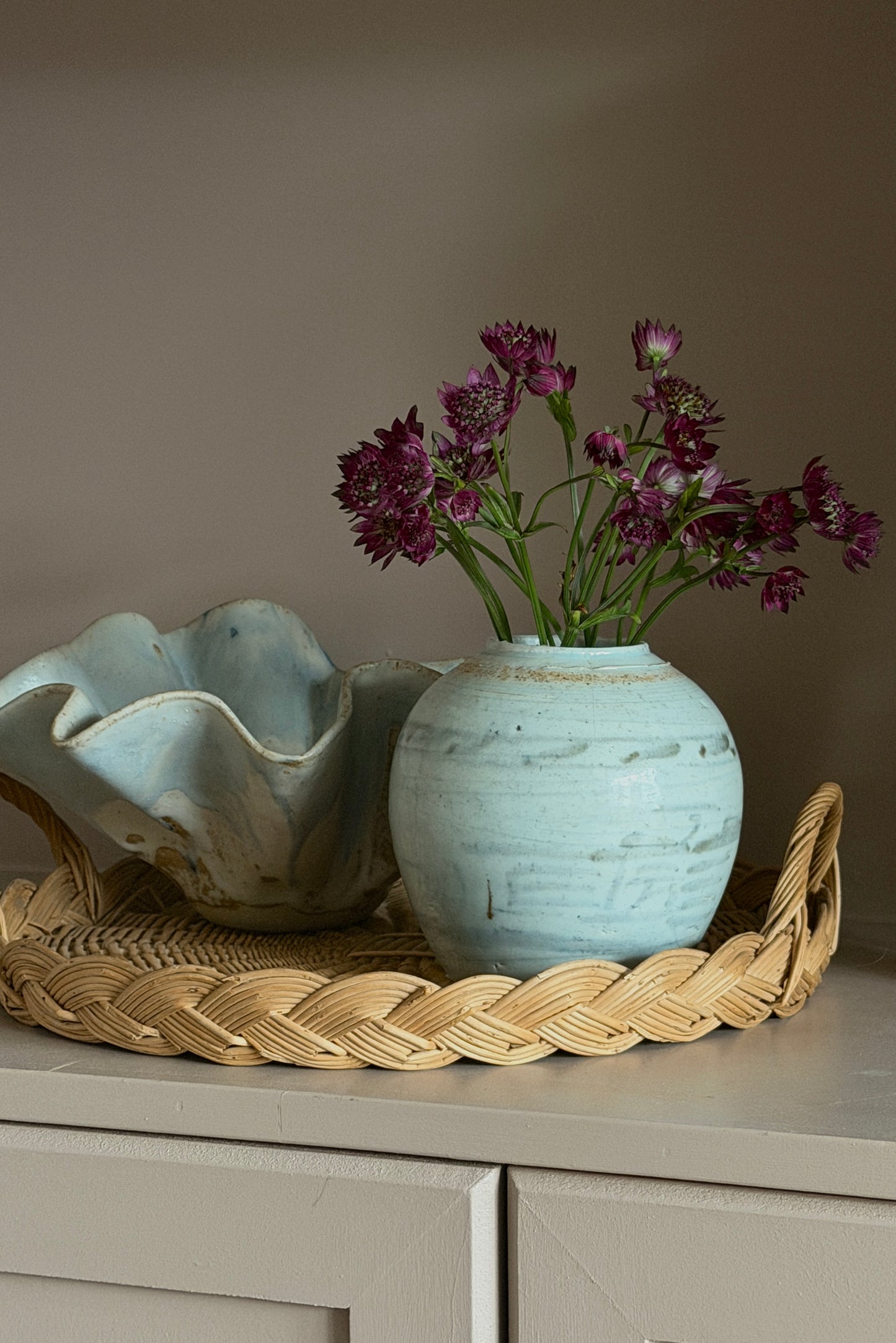 Medium Blue-Grey Painted Ginger Jar