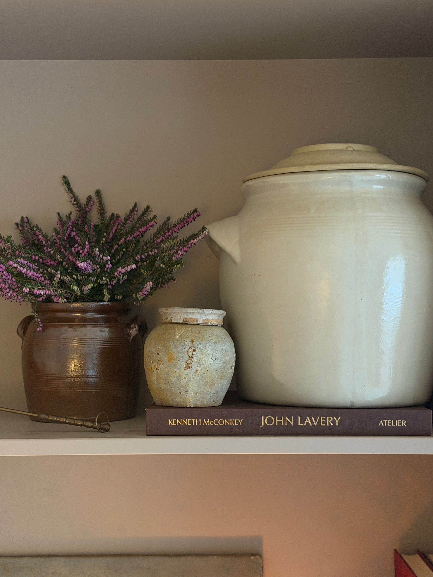XL Lidded Milky Off-White French Confit Pot