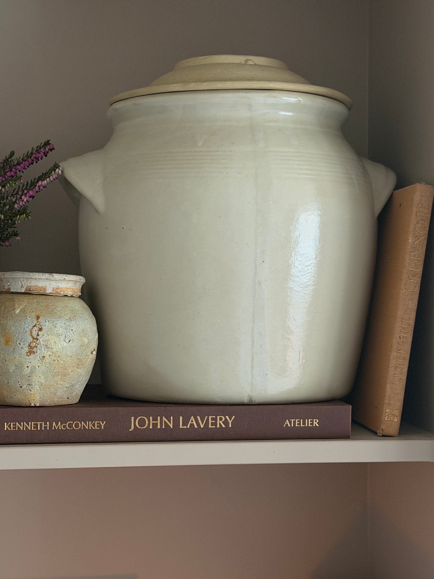 XL Lidded Milky Off-White French Confit Pot