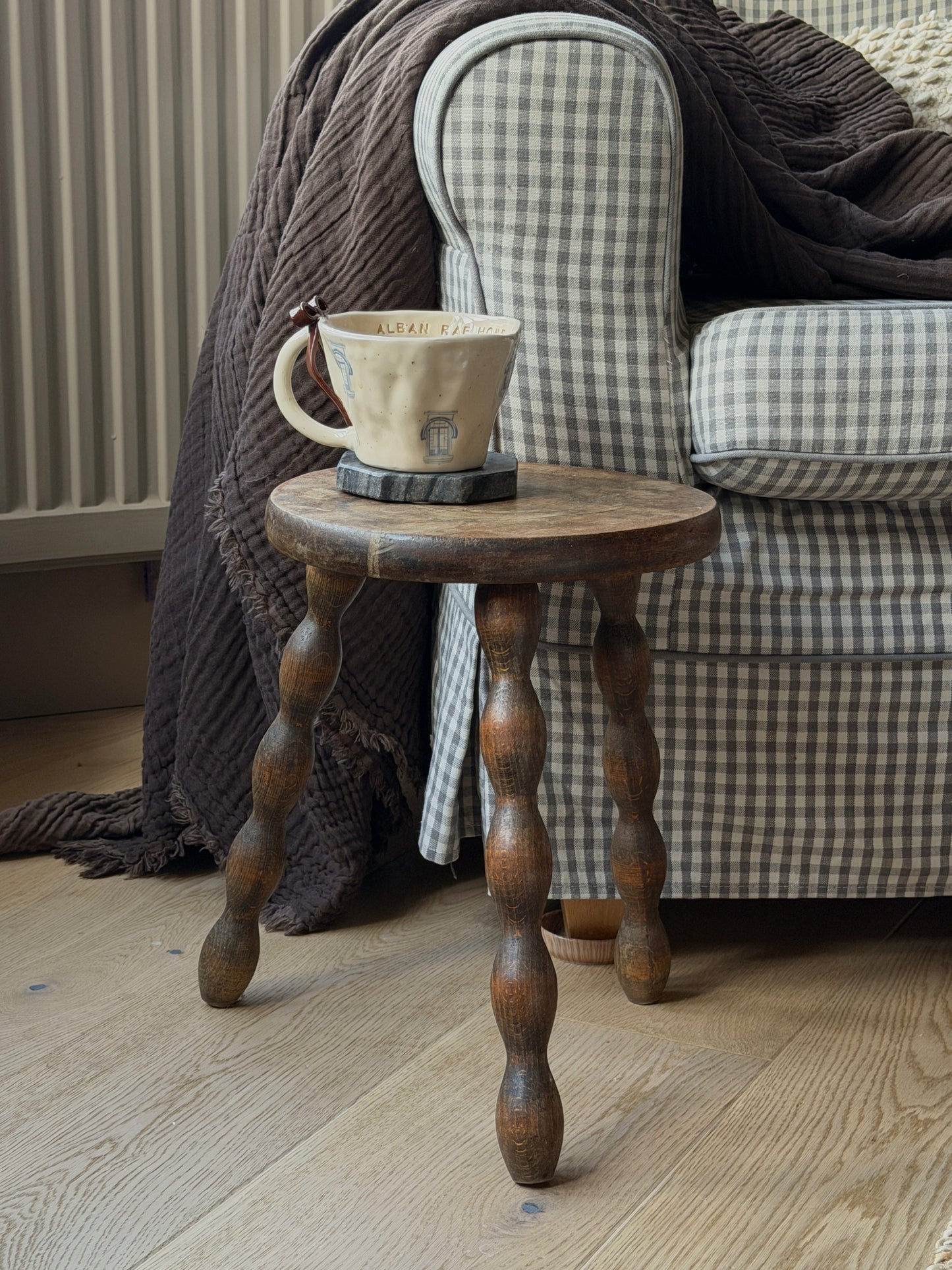 Small Round French Bobbin Milking Stool
