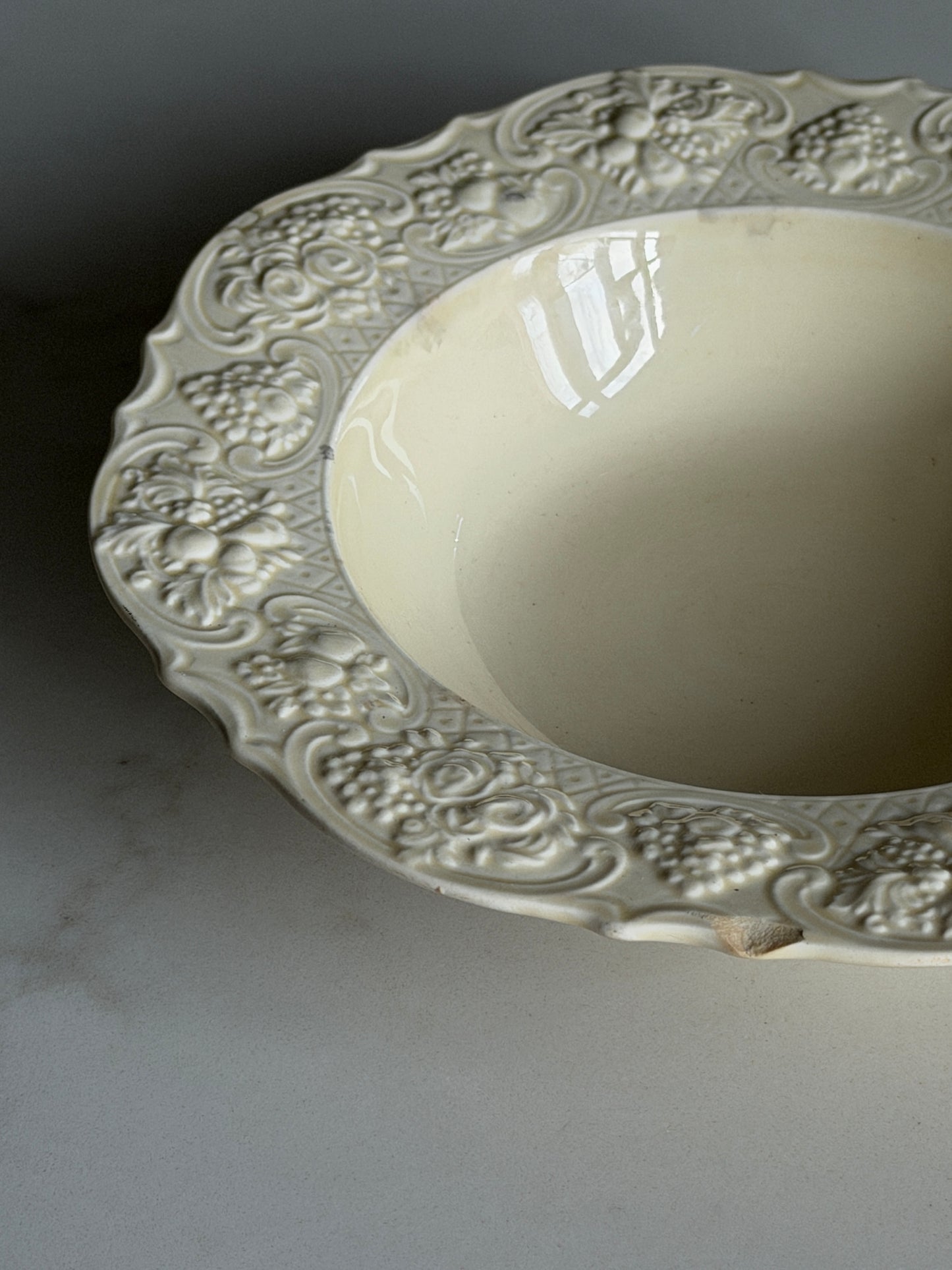 Cream Crown Ducal Floral Embossed Bowl