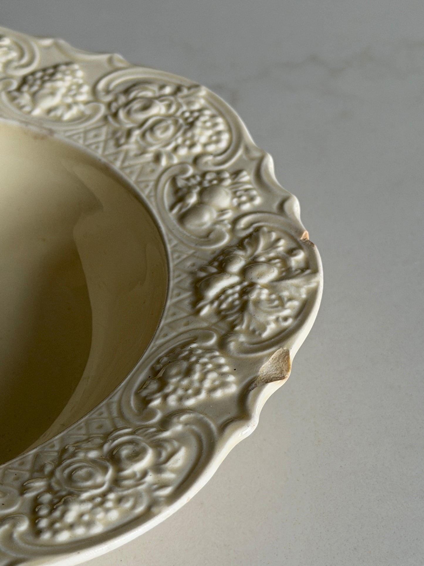 Cream Crown Ducal Floral Embossed Bowl
