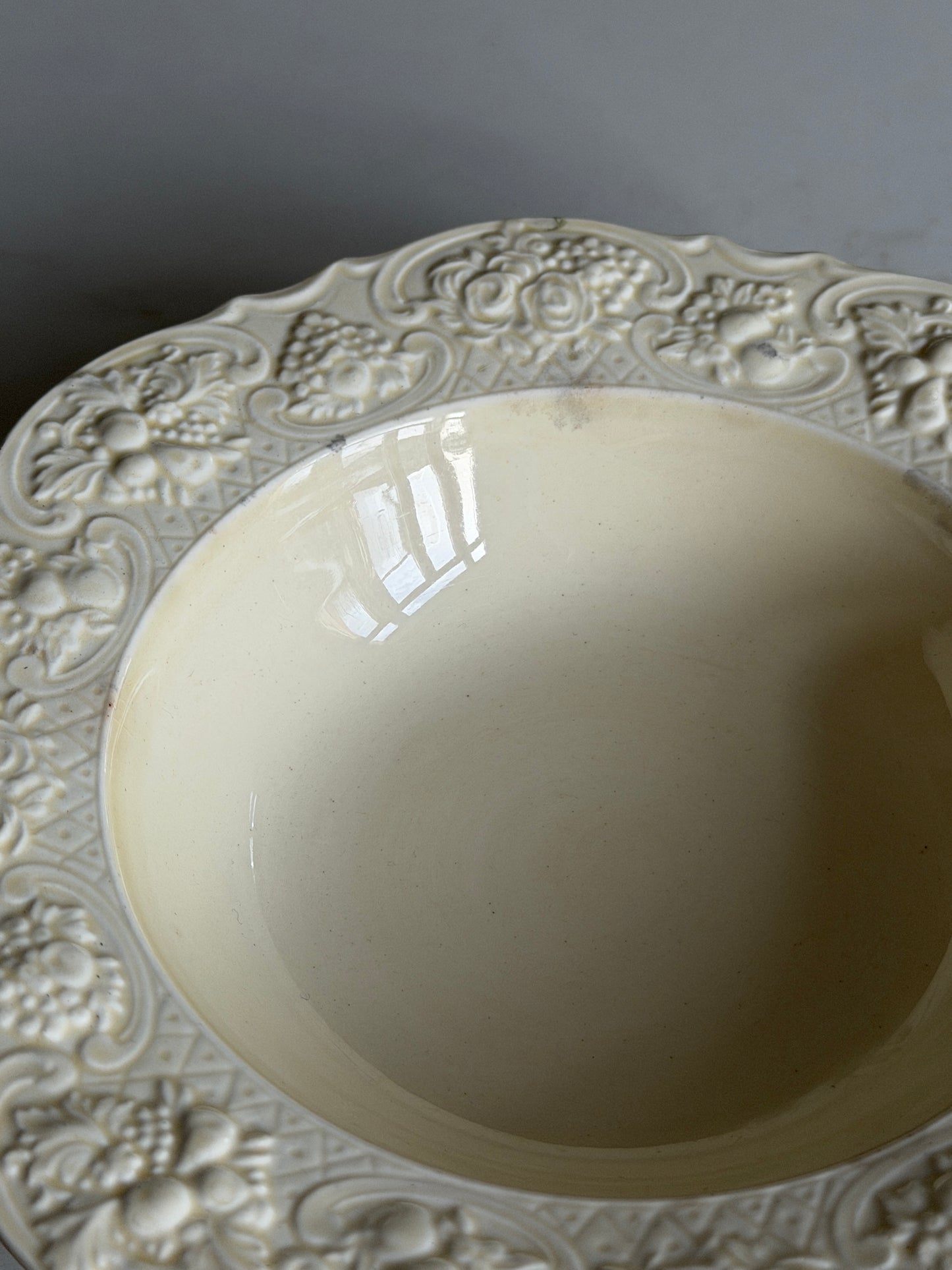 Cream Crown Ducal Floral Embossed Bowl