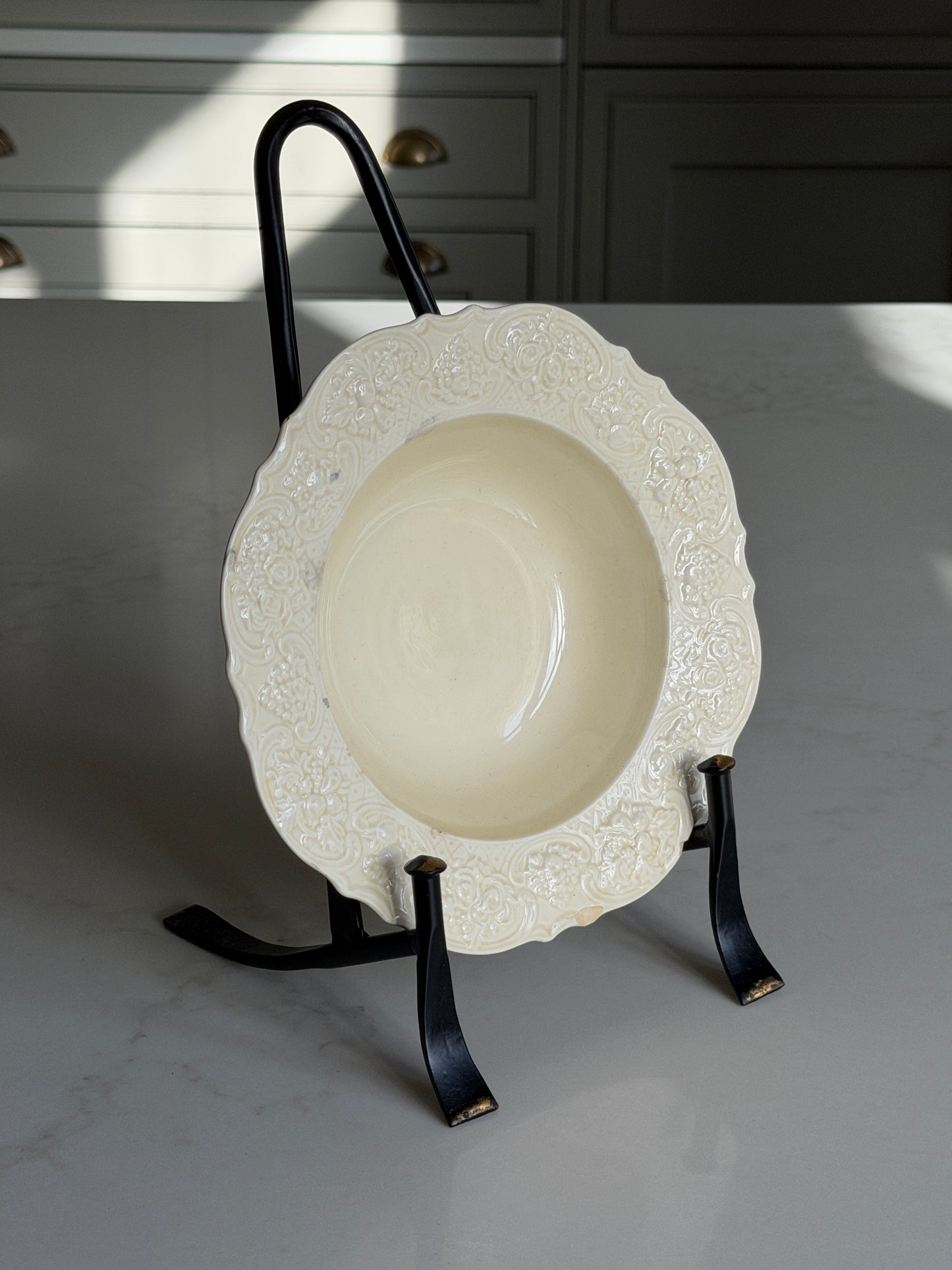 Cream Crown Ducal Floral Embossed Bowl