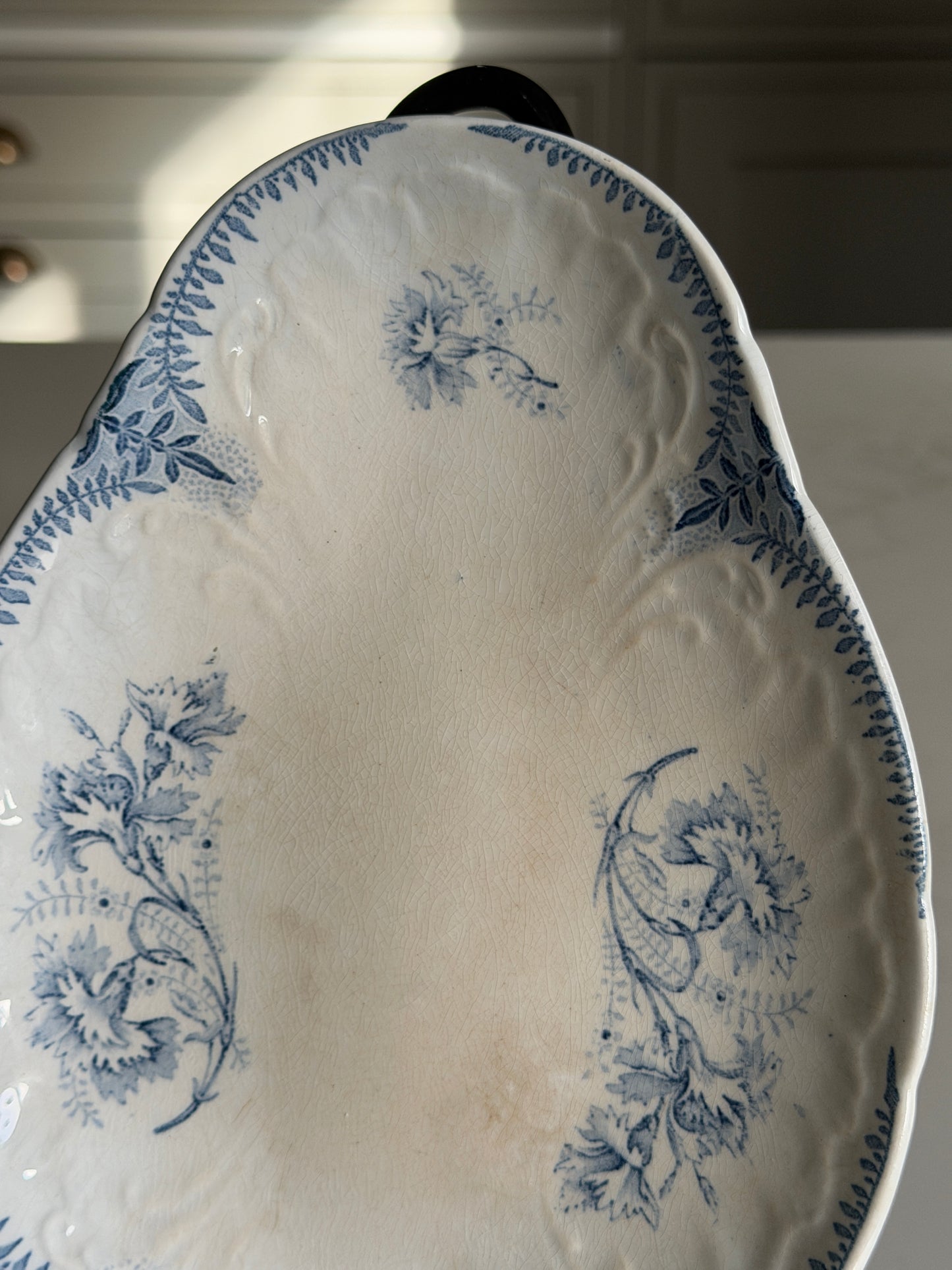 Small French Blue & White Floral Platter