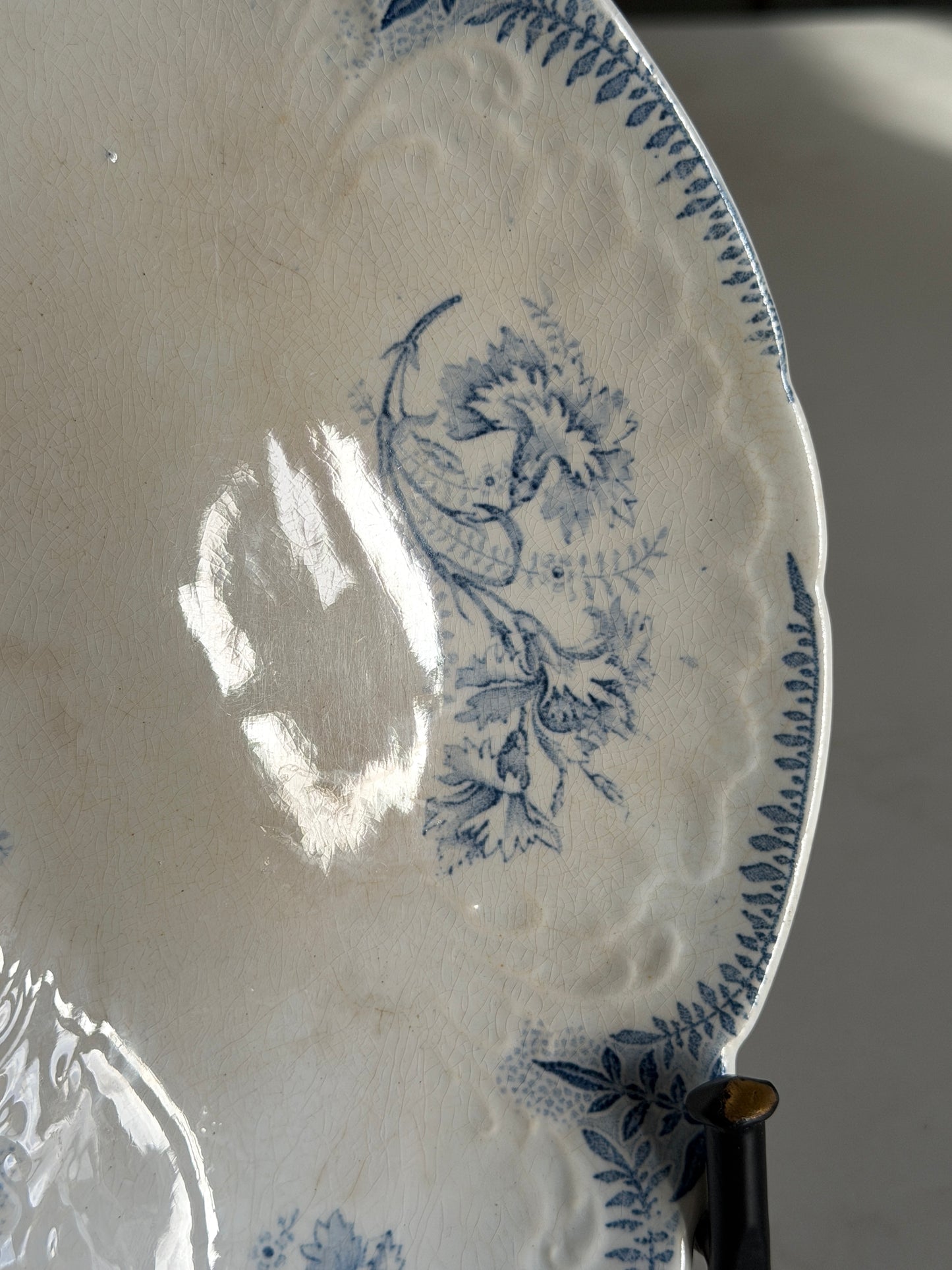 Small French Blue & White Floral Platter