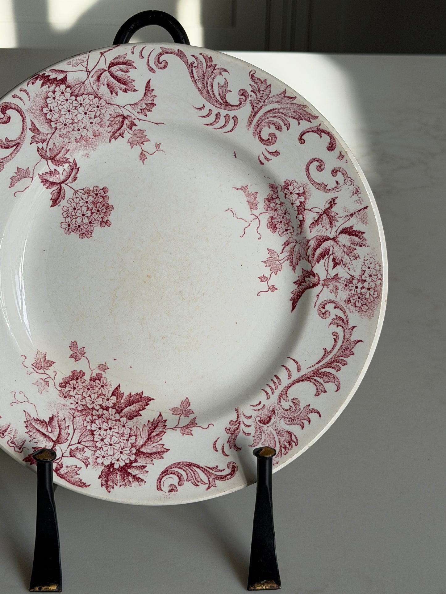 French Plate with Pink Floral Design