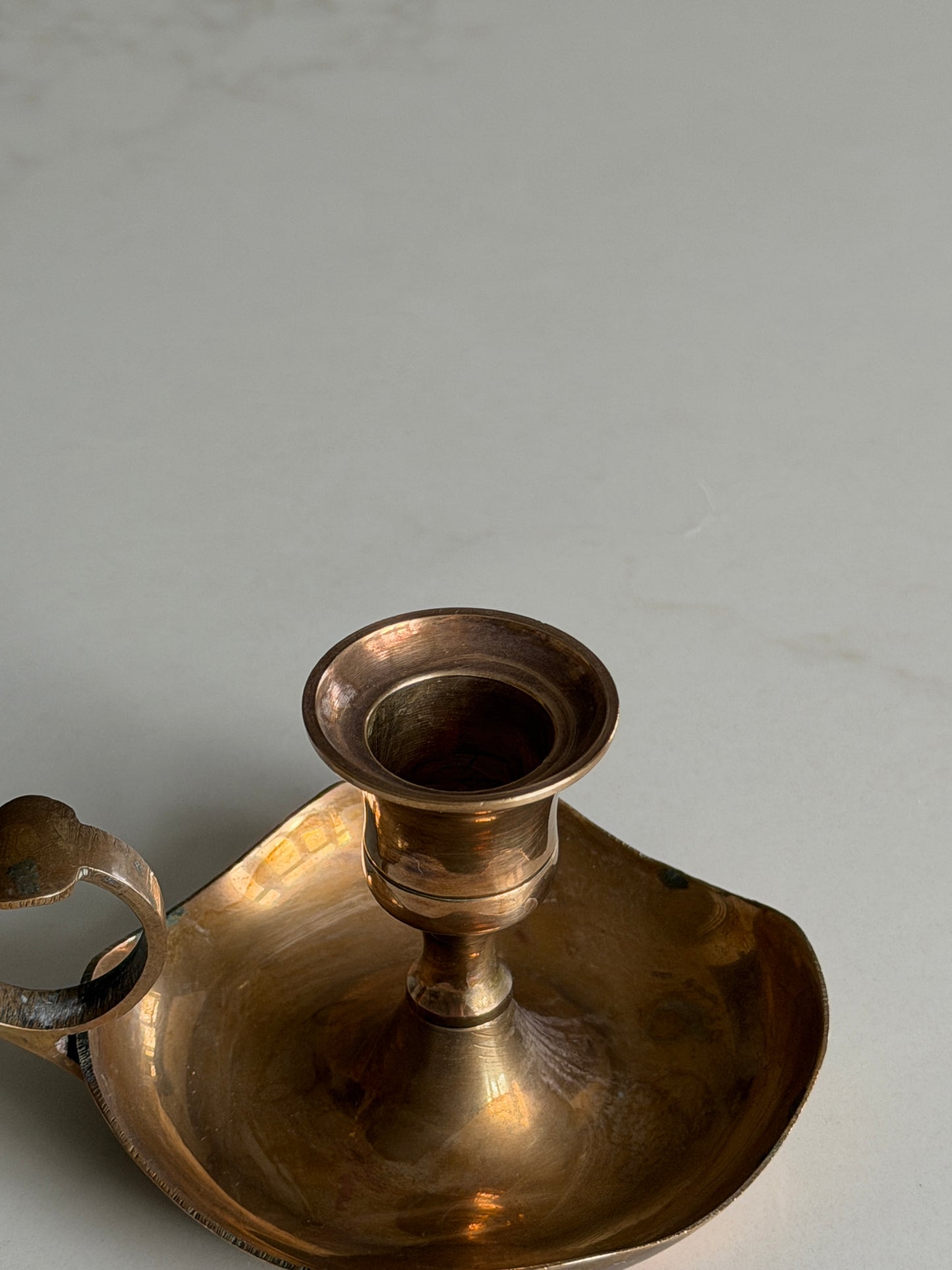 Scalloped Antique Brass Candlestick Holder