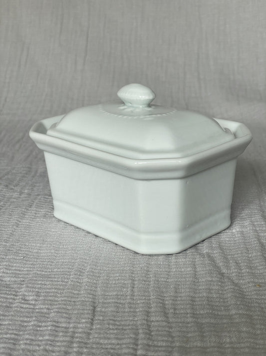 Vintage White French Apilco Porcelain Butter Dish