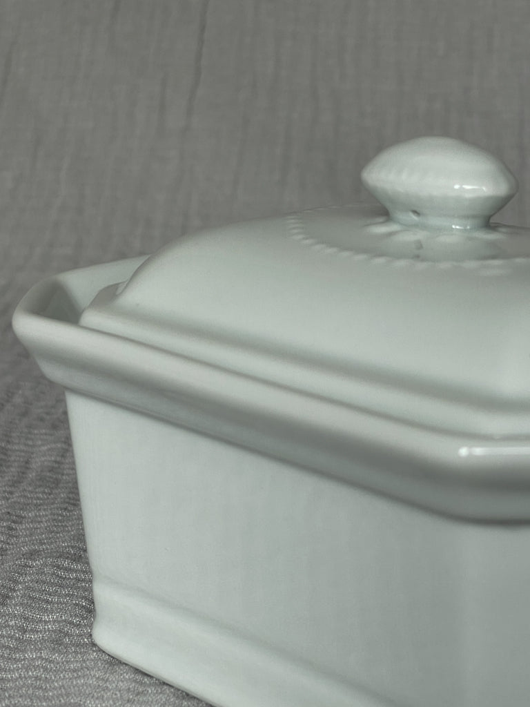 Vintage White French Apilco Porcelain Butter Dish