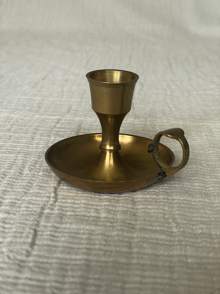 Vintage Brass Candlestick Holder with Handle