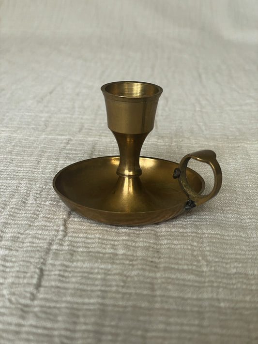 Vintage Brass Candlestick Holder with Handle