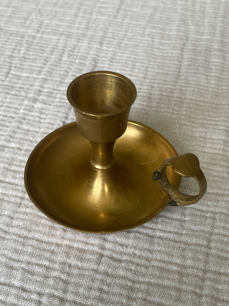 Vintage Brass Candlestick Holder with Handle