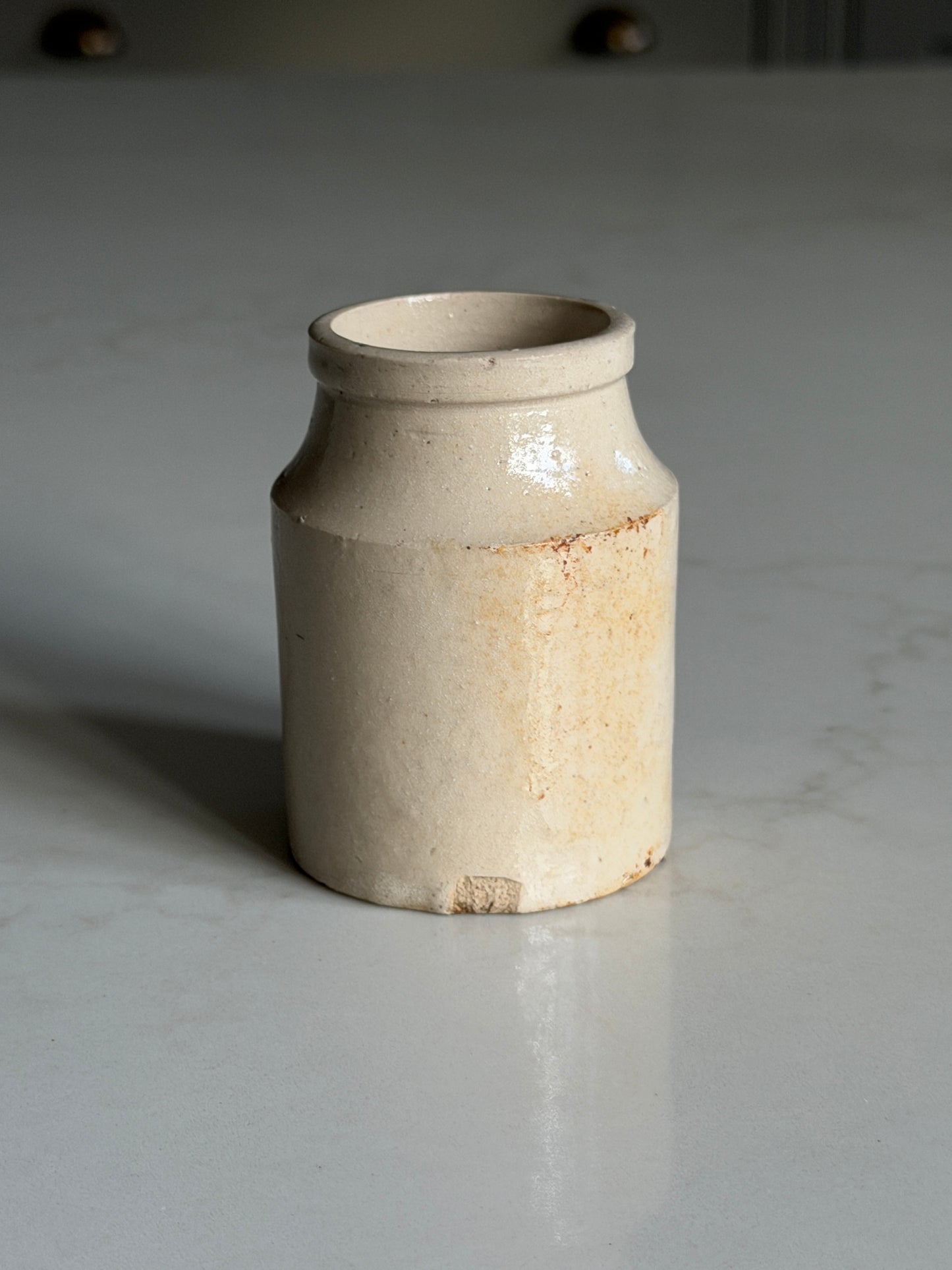 Small Light Beige Stoneware Pot