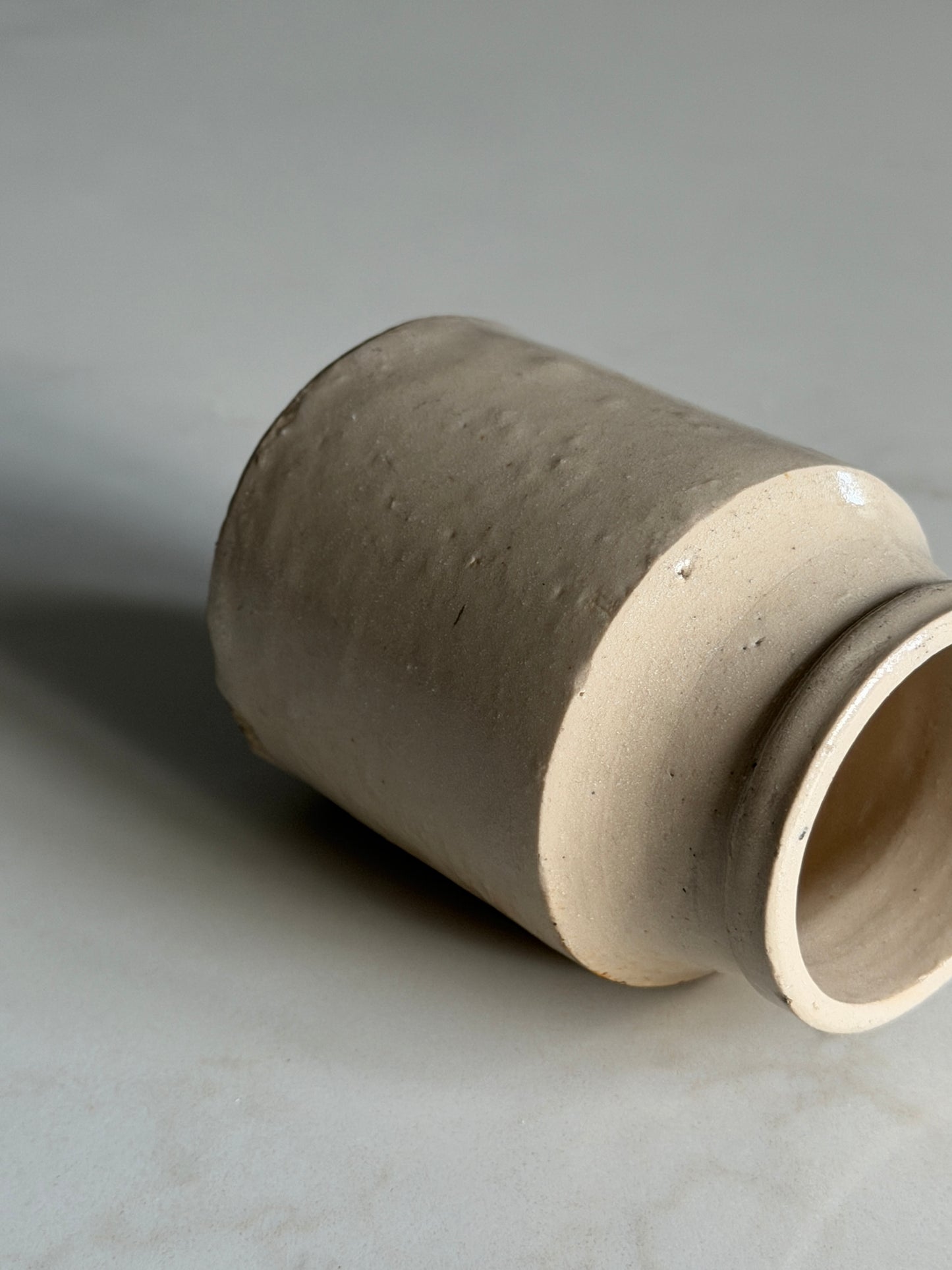 Small Light Beige Stoneware Pot