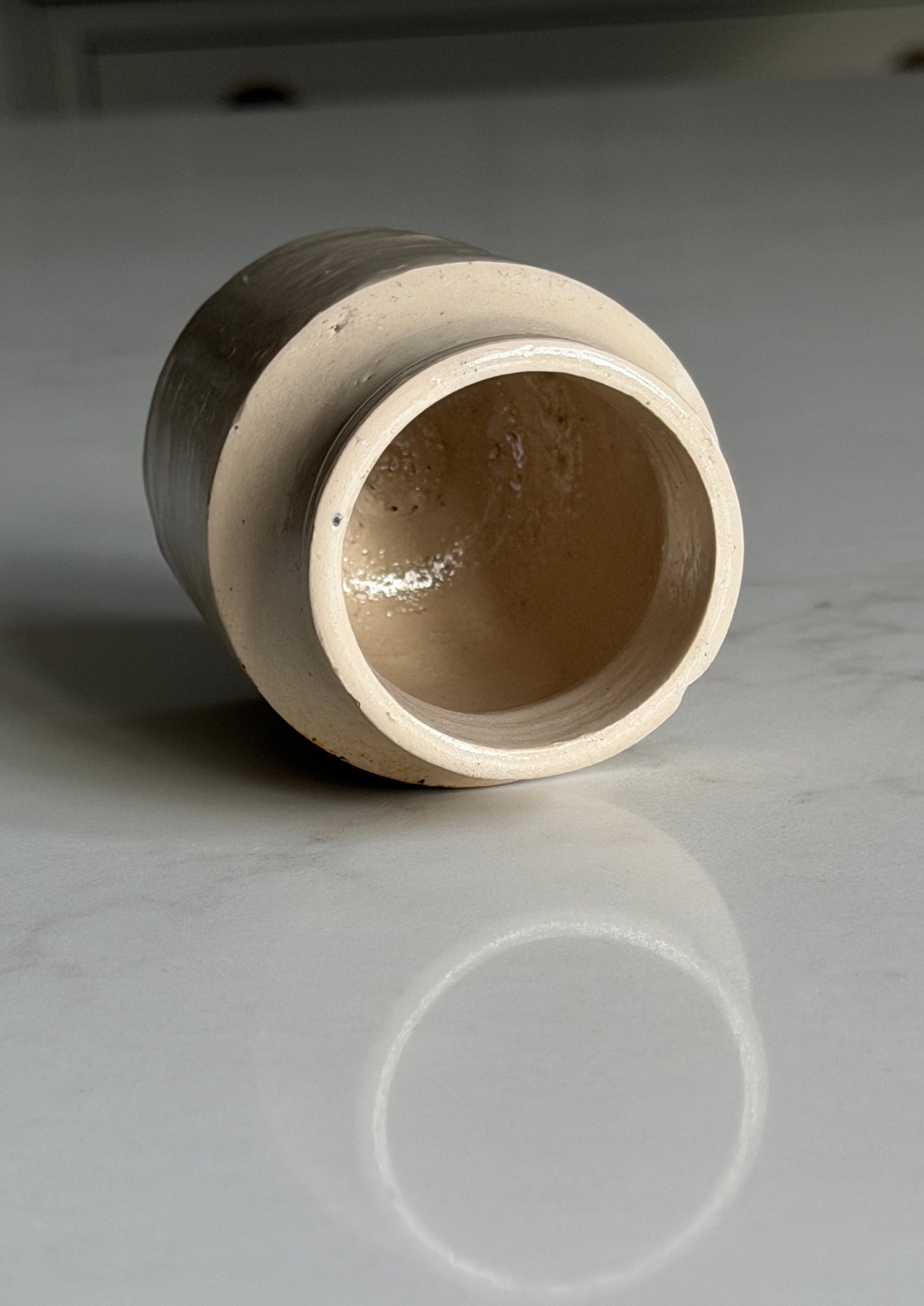 Small Light Beige Stoneware Pot