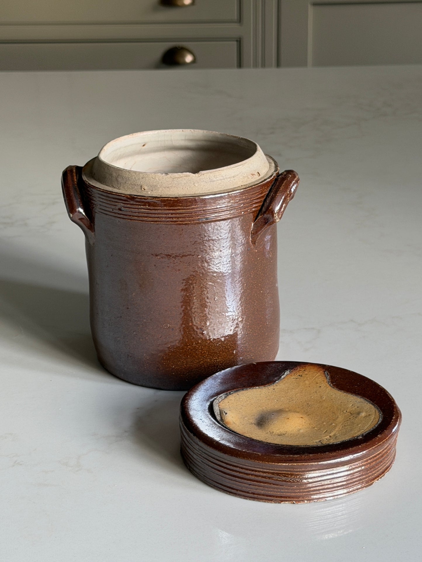 Mini Lidded Chocolate Brown French Confit Pot