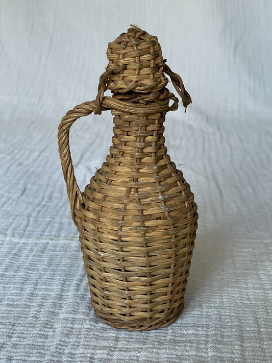 Vintage Small Wicker Handled Styling Bottle