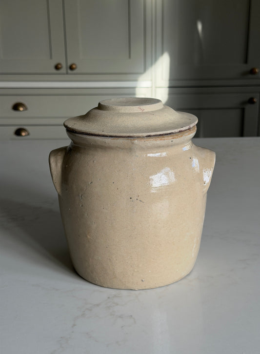 Lidded Beige French Confit Pot