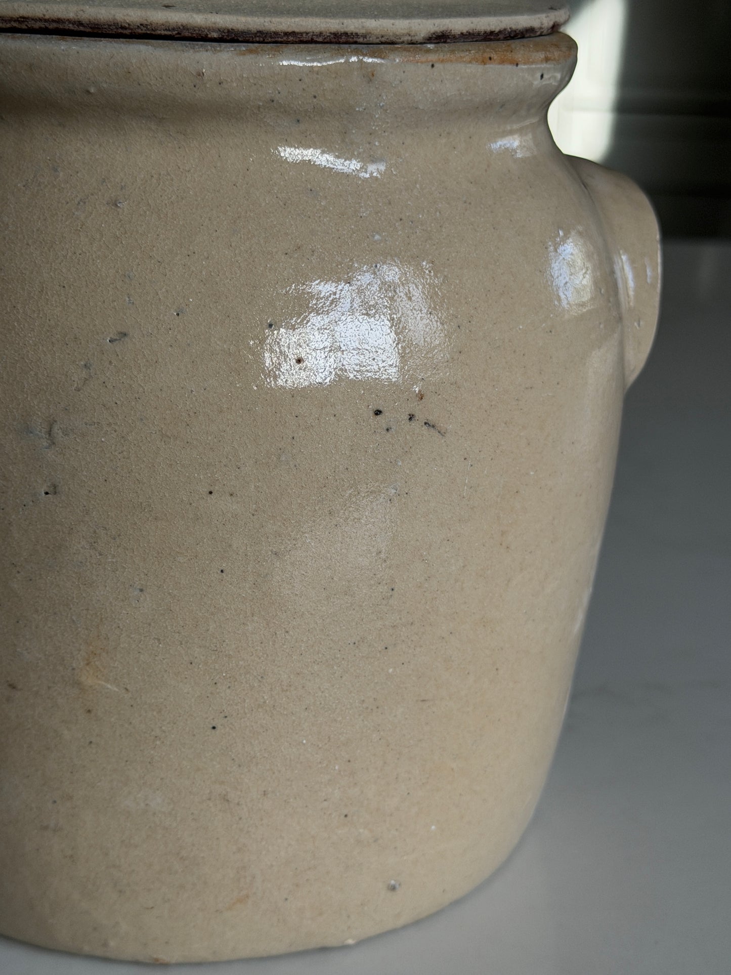 Lidded Beige French Confit Pot