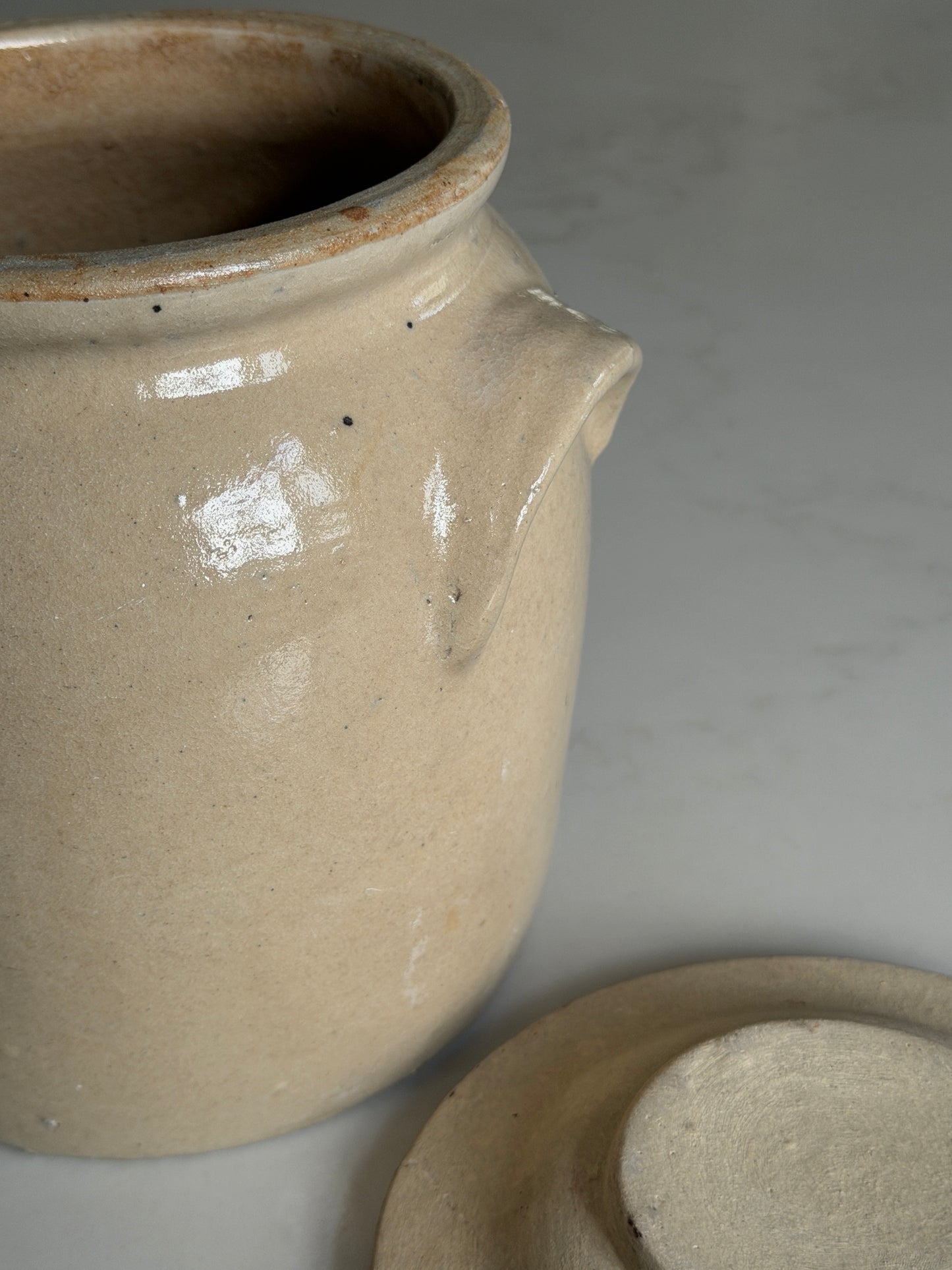 Lidded Beige French Confit Pot
