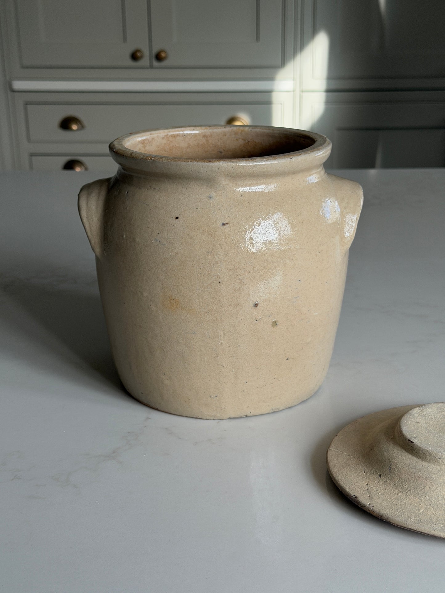 Lidded Beige French Confit Pot