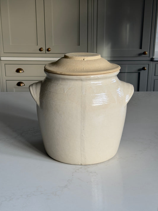 XL Lidded Milky Off-White French Confit Pot