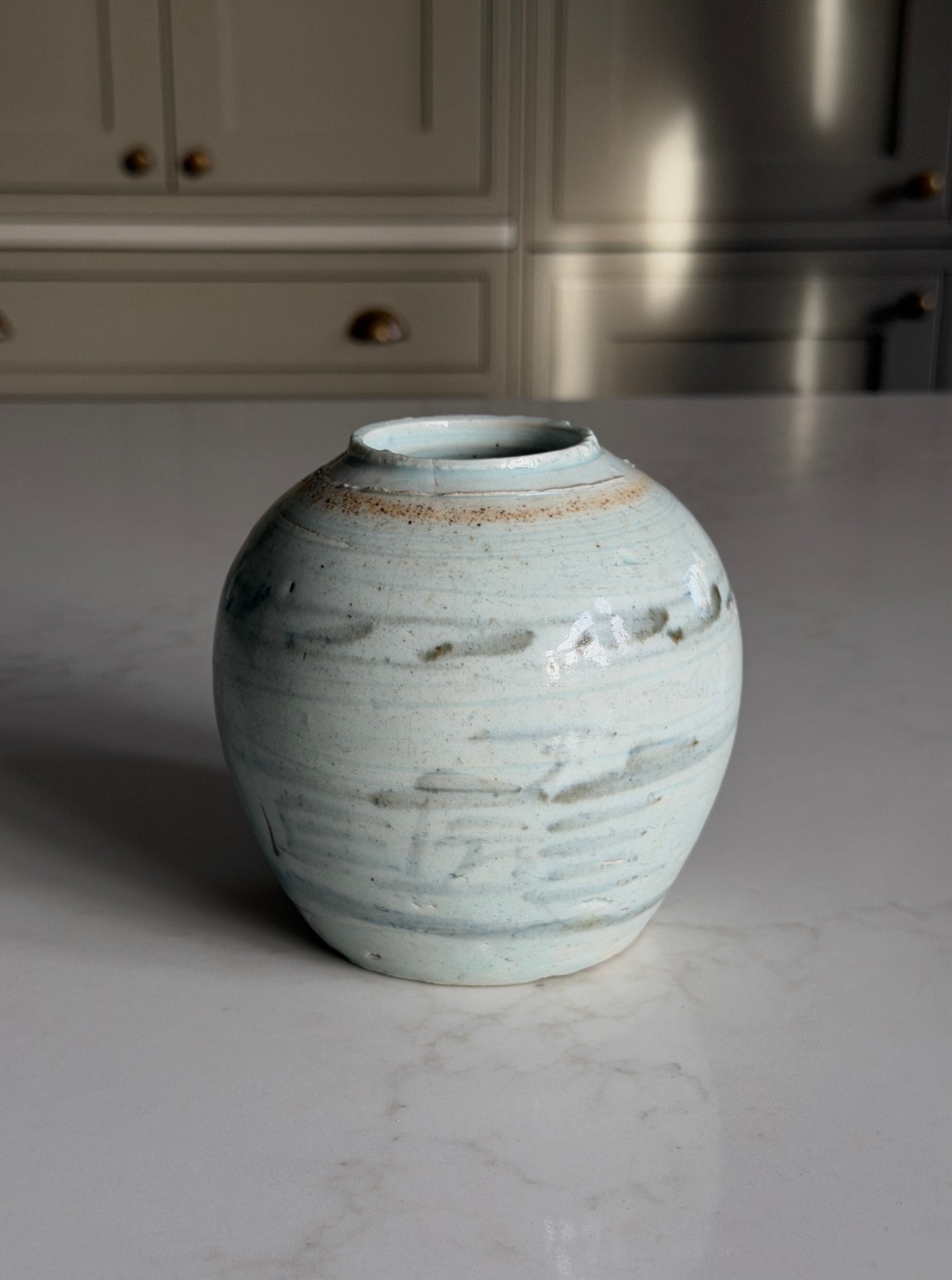 Medium Blue-Grey Painted Ginger Jar